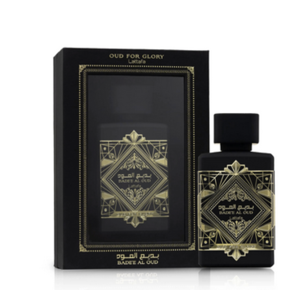 Aladin Fragrances Badee Al Oud Parfümflasche mit goldener Verpackung, orientalischer Oud-Duft, luxuriöses Parfüm für Damen und Herren