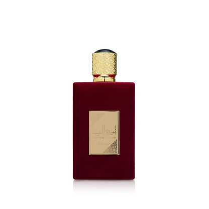 Asdaaf Ameerat Al Arab Parfümflasche von Aladin Fragrances, elegante Verpackung, Duftnote sichtbar auf der Flasche