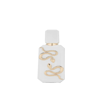 Französischer Duft French Avenue Veneno Bianco von Aladin Fragrances, elegantes Flasche mit blauer Flüssigkeit, Parfümflakon.