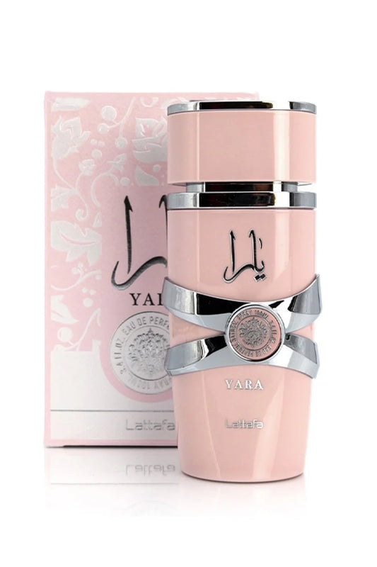 Lattafa Yara perfume bottle with elegant design, showcasing the luxurious fragrance of the Lattafa Yara parfum.
