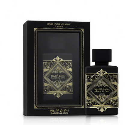 Aladin Fragrances Badee Al Oud Parfümflasche mit goldener Verpackung, orientalischer Oud-Duft, luxuriöses Parfüm für Damen und Herren